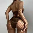 thumbnail image 2 of Gibobby Conjunto de bikini para mujer Trajes de baño de 2 piezas de malla sexy de cintura alta para adelgazar entrecruzados para mujer(Café,CH), 2 of 5