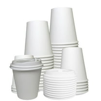 EcoQuality 12 oz White Hot Drink Paper Cups with White Dome Lids - Disposable Paper Coffee Cups perfect for Tea, Latte's, Coffee Shops, Restaurant Grade (25)