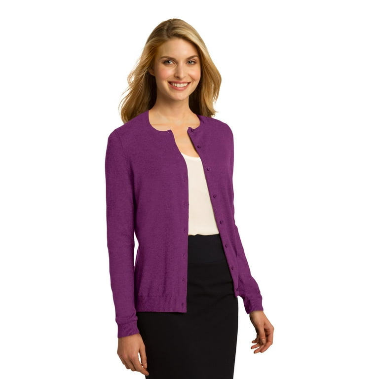 Port Authority Ladies Cardigan Sweater-S (Deep Berry)