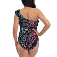 thumbnail image 5 of Sikiie Paisley Print Women One Piece Swimsuits Tummy Control One Shoulder Bathing Suits Ruffle Swimwear, From S to XXL-X-Large, 5 of 6
