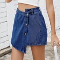 thumbnail image 4 of YYUIJK Denim Skort Skirts Women Casual Mini Jean Skirt Stretch Low Waisted Jean Skirt for Women Zip Fly Denim Skirt, 4 of 7