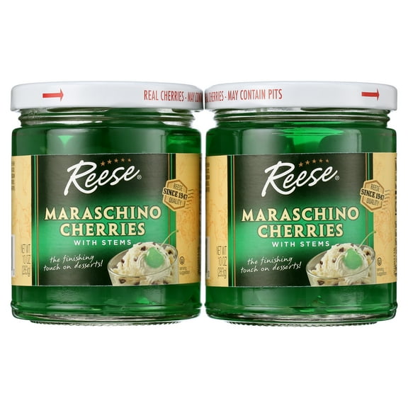 Reese Maraschino Cherries with Stems, 10 oz (Pack of 2)