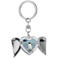 thumbnail image 1 of Océano Antártico pingüino ciencia de piedra de la naturaleza Llavero de alas de ángel en forma de corazón, 1 of 3