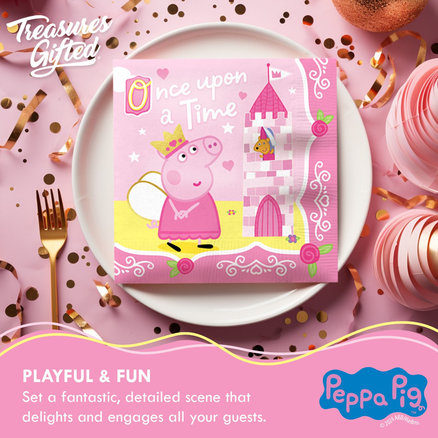 Peppa Pig Party Servietten – Packung Mit 16 Stück, Buntes Kinder-Motiv