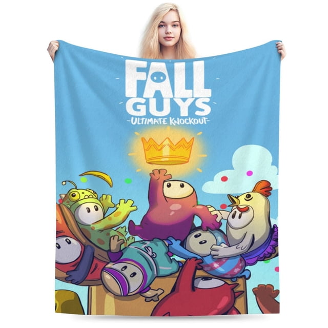Manta de franela con dibujos animados de Fall Guys, suave y acogedora, para todas las estaciones, para niños y niñas, ligera y cálida, para cama, sofá o viaje, 152 x 127 cm