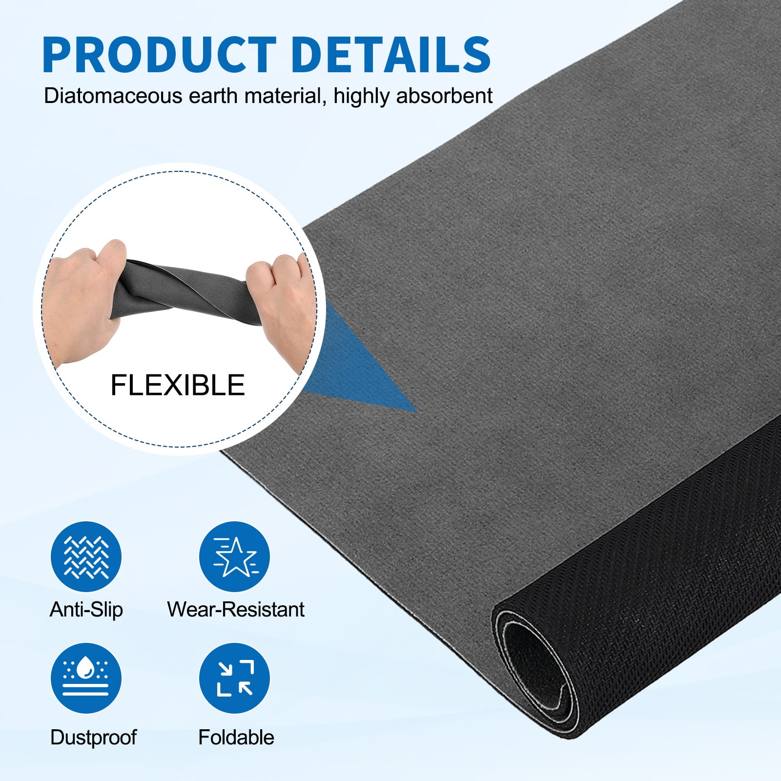 Washer and Dryer Top Protector Mat 24" x 16", 2Pack - Non-Slip, Quick Drying Rubber Washing Machine Top Cover Pad for Home Kitchen Laundry Room, Deep Gray
