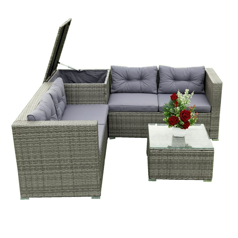 Argos home oreti 4 online seater rattan sofa set