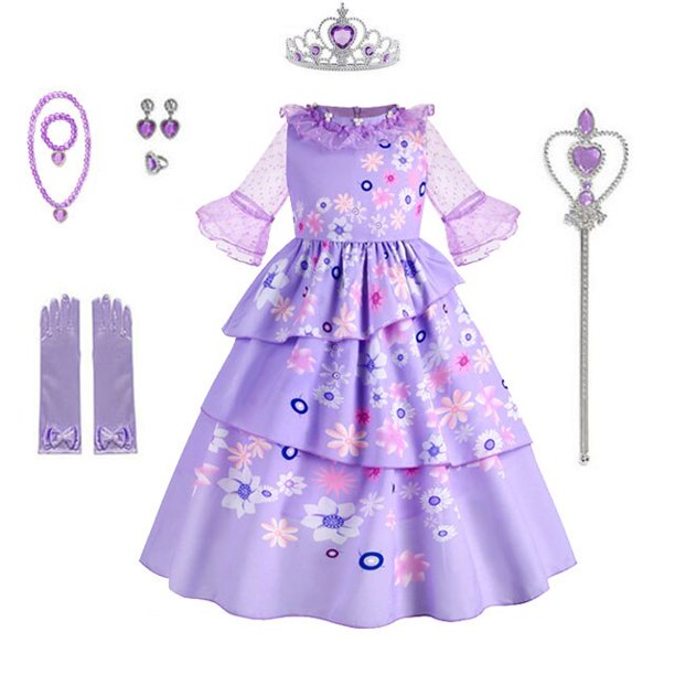 Disney Encanto niñas vestidos carnaval verano niños princesa Mirabel vestido fiesta de cumpleaños Madrigal disfraz niños graduación vestidos 9-10T 150CM Gao Jinjia LED