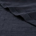 thumbnail image 3 of Superior Basketweave All-Season Cotton Blanket, California King, Navy Blue, 3 of 10