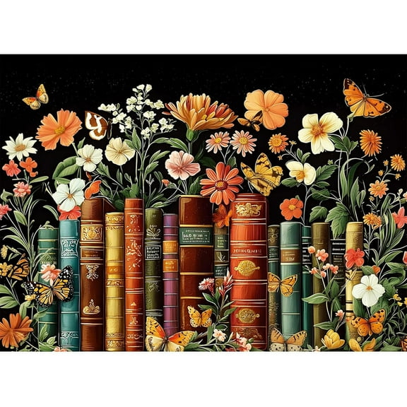 CSZPPQAF DIY Art Diamond Painting Kits.Book Flowers Art Craft Gem Painting Adult,Home Wall Decor 11.8" × 15.8"