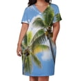 thumbnail image 3 of Palm Trees Sky Blue Loose Pocket Dress Dresses Summer Summer Dresses for Women, 3 of 9