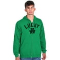 thumbnail image 5 of Saint Patrick's Day Lucky Shamrocks Zip Up Hoodie Men's Women's Brisco Brands S, 5 of 6