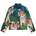 thumbnail image 4 of Jackets for Women Winter Coat Jackets Flannel Stand Collar Jacket(Tropical Tiger Floral Print,Size:S-4XL), 4 of 7