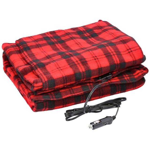 Red Car Heating Blanket Electric Car Blanket 12 Volt Long Cord Lightweight Electric Heating Throw for Cozy Travel
