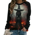 thumbnail image 5 of Bzhegqhd Women's Halloween Printed Pullover Tops Long Sleeve Raglan Sleeve Round Neck Fashion Casual Sweatshirt Soft Comfort Fall, 5 of 5