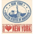 thumbnail image 3 of Retro Poster Duvet Cover Set, Vintage I Love New York with of Liberty Grunge Rubber Stamps Design, Decorative 3 Piece Bedding Set with 2 Pillow Shams, Queen Size, Blue Orange, by Ambesonne, 3 of 3