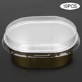 thumbnail image 3 of Paquete de 10 moldes desechables de papel de aluminio con tapas para hacer pasteles, moldes para hornear ovalados dorados de Kitchen Essentials, 3 of 8
