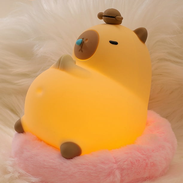 Lámpara de noche de silicona para dormir, luz nocturna de capibara mocosa, bonita luz nocturna de capibara, recargable por USB para decoración de habitación de bebés y niños pequeños