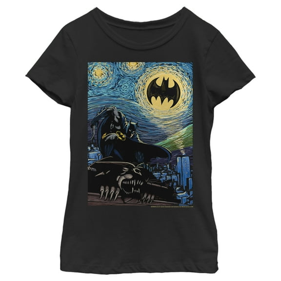 Girl's Batman The Starry Night Signal Graphic Tee Black X Large