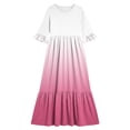 thumbnail image 4 of ITSAME Girls Maxi Dress Round Neck Ruffled 3/4 Sleeve Gradient Print Summer Flowy Casual A-Line Dress Pink Size 8, 4 of 7
