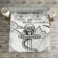 thumbnail image 3 of Ambesonne Anchor Quilted Bedspread Set 3 Pcs, Zentangle Ocean Clouds, King Size, Black and White, 3 of 3
