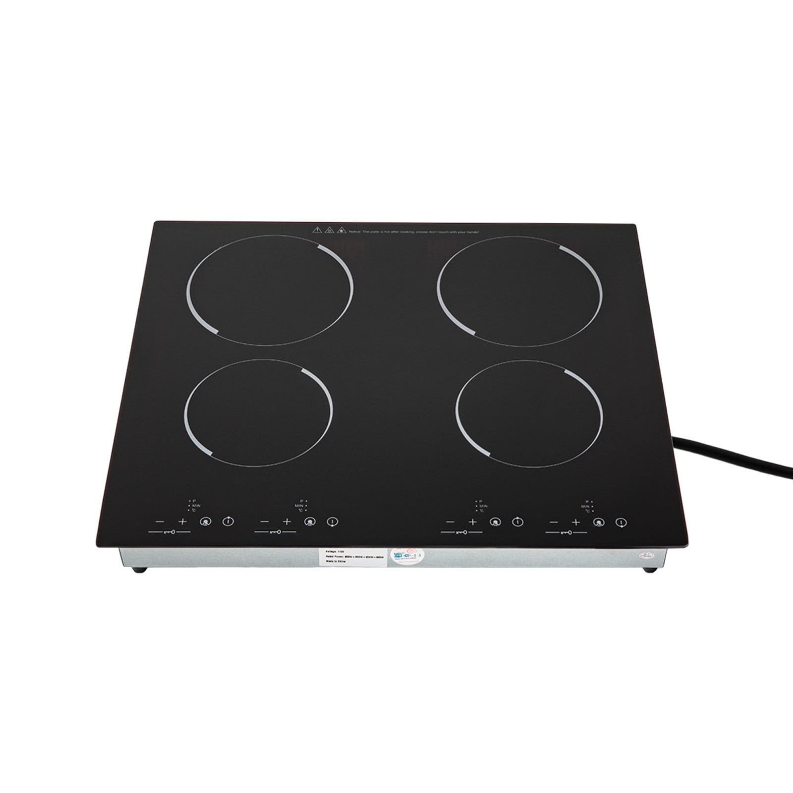 ToppiJoy 3000W Electric Cooktop, Electric Stove Top with LED Display 9 Power Gears, 110V Intelligent Control Built-in Cooktop for Kitchens (4 Burners)