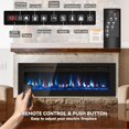 thumbnail image 2 of 50 inch Electric Fireplace in-Wall Recessed and Wall Mounted with Remote Control, 1500/750W Fireplace Heater (60-99°F Thermostat) with 12 Adjustable Color, Timer, Log and Crystal, 2 of 7