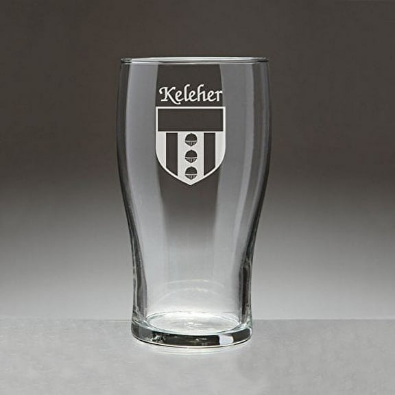 Keleher Irish Coat of Arms Tavern Glasses - Set of 4 (Sand Etched)