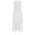 thumbnail image 3 of Women's Sexy Ruffle Strapless Maxi Dress Irregular Floral Tassel Split Ruched Bodycon Evening Party Tube Dresses, 3 of 7