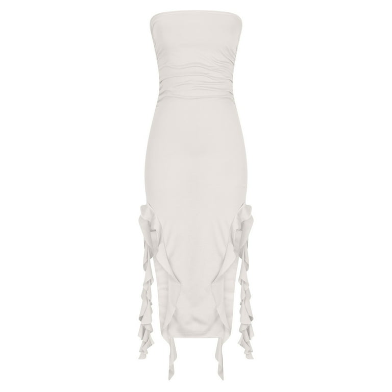 strapless ruched tassel dress It's giving paradise @k8lyntate Strapless Ruched Tassel Dress in Blue   #lucyintheskystore #lucyintheskydress