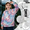 thumbnail image 6 of COEQINE Quarter Zip Sweatshirt for Girls 9-10 Years, Loose Fit Long Sleeve Pullover with Drop Shoulder, Comfortable Fall Clothes for School Workout, Axolotl Pink Flower, 6 of 7