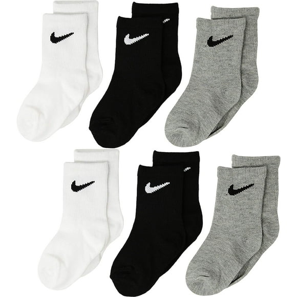 Nike Enfants Chaussettes-Chaussures Mi-Mollet 6 Paires Noir/blanc/gris 10C-3Y