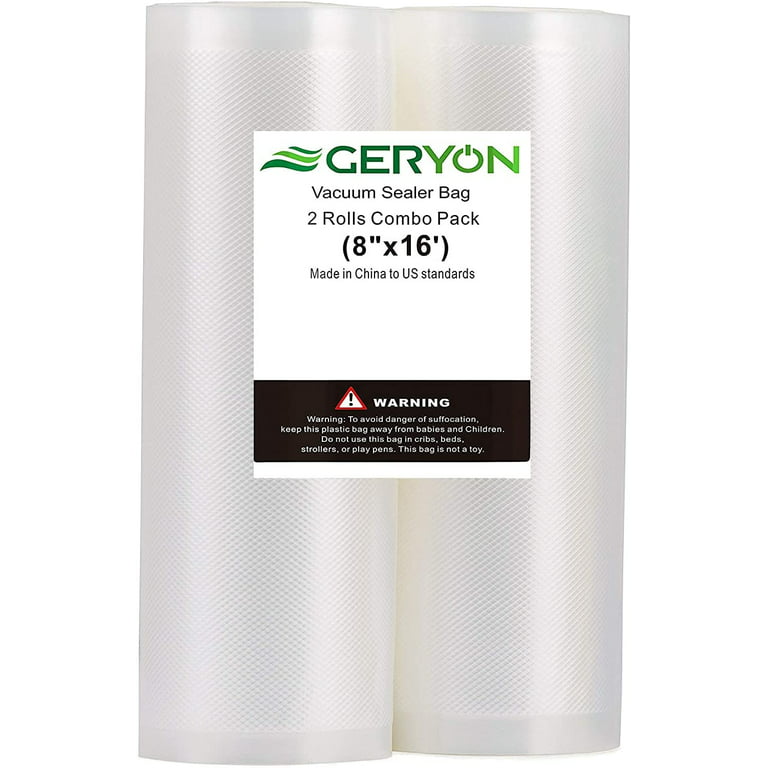  GERYON Vacuum Sealer Bags for All Food Vacuum Sealer Machine, 2  Pack 8 x 16' Vac Sealer Rolls, Commercial Grade BPA Free Material for Sous  Vide & Saver Storage: Home 