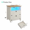 thumbnail image 6 of Hasuit Farmhouse Night Stand for Bedroom, Rustic Vintage White Nightstand with Charging Station and LED Lights, Bedside Table with 2 Drawers and Open Cubby, Retro Side End Side wit, 6 of 6