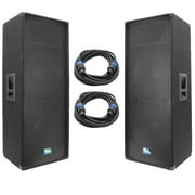 Seismic Audio Pair of Dual 15" PA Speakers and 25' Speaker Cables - PA/DJ Band PA Package - SA-155T-PKG21