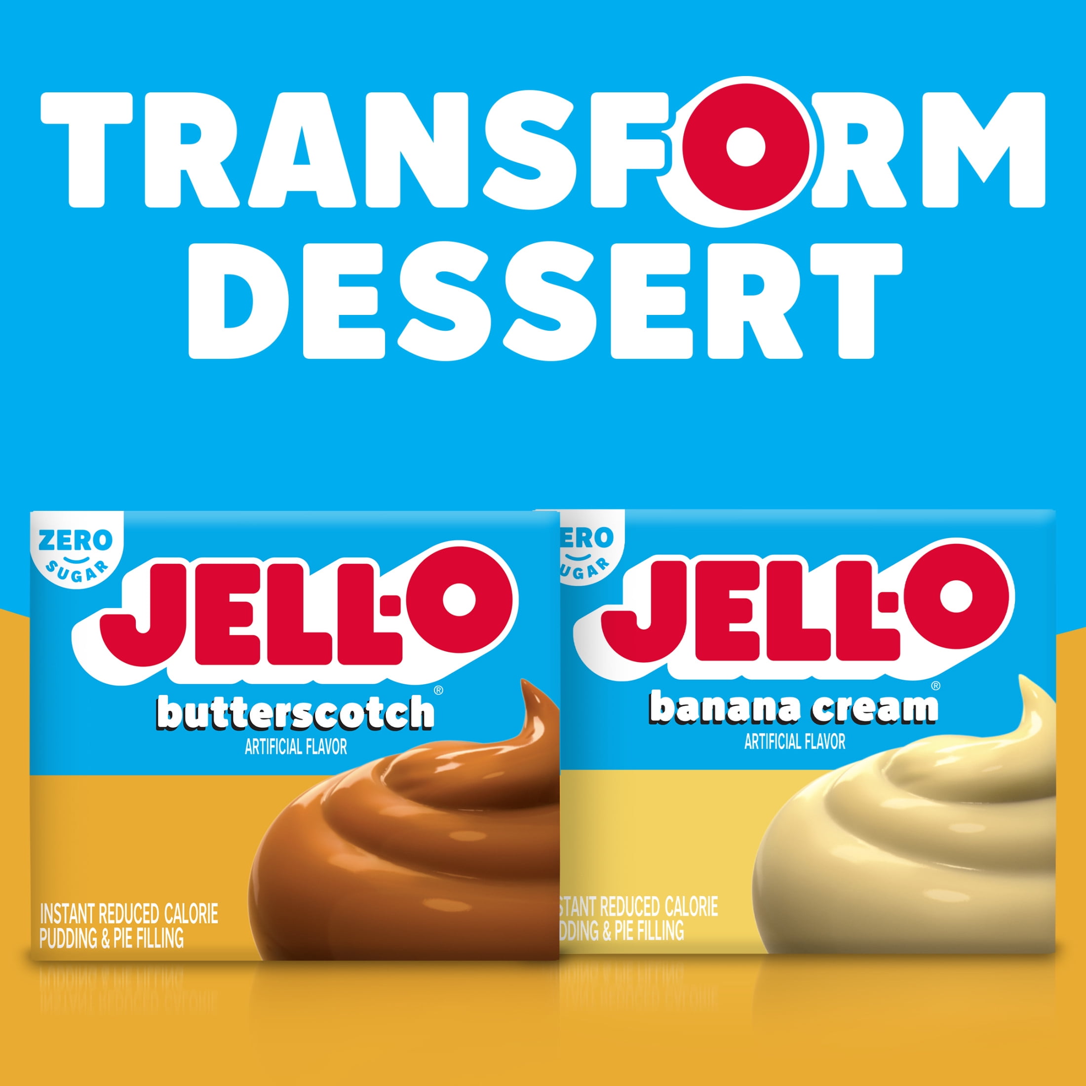 Jell-O Butterscotch Zero Sugar Instant Reduced Calorie Pudding & Pie Filling Mix, 1 oz Box