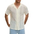 thumbnail image 4 of Camisa de Malla INSPIRE CHIC para Hombre con Cuello Camp, de Manga Corta, Botones, Camiseta Transparente XL Beige, 4 of 6