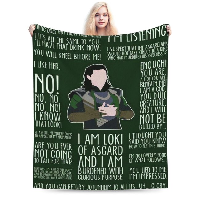 Manta de franela Loki, suave y acogedora manta de felpa para todas las estaciones para niños, niñas y adultos, manta cálida y ligera para sofá cama o viaje de 40 x 30 pulgadas