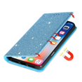 thumbnail image 4 of For iPhone 16 Plus Case Glittery PU Leather+TPU Card Slot Phone Cover - Blue, 4 of 5
