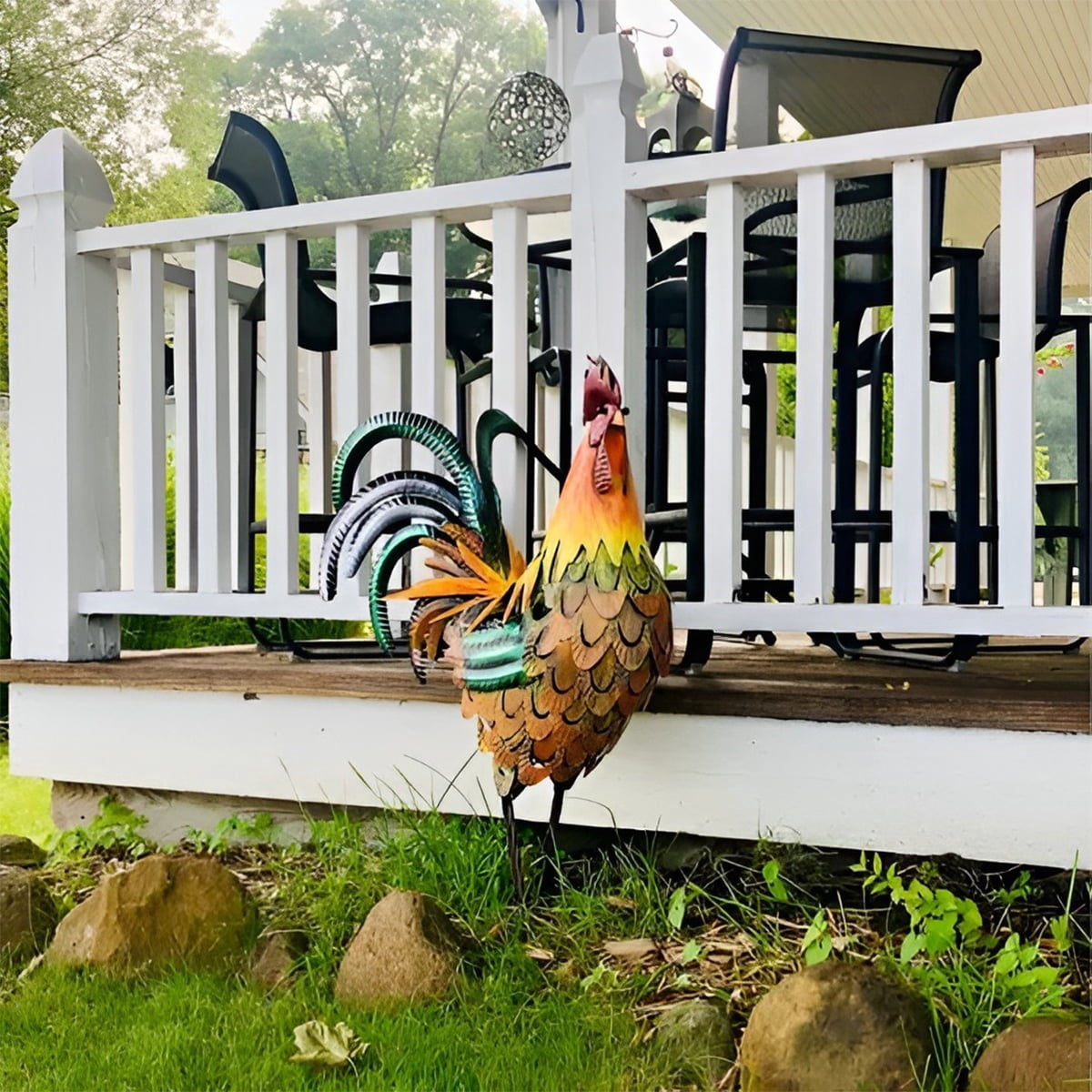 Clearance TOFOTL Simulation Rooster Model Garden Decoration Garden Animal Sculpture Iron Rooster Standing Model Outdoor 21in