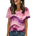 thumbnail image 2 of Uootdi Womens Tie Dye Short Sleeve T Shirts Casual Round Neck Tops Trendy Basic Tees Everyday Wear Boho Summer Vacation Outfits Gift, 2 of 9