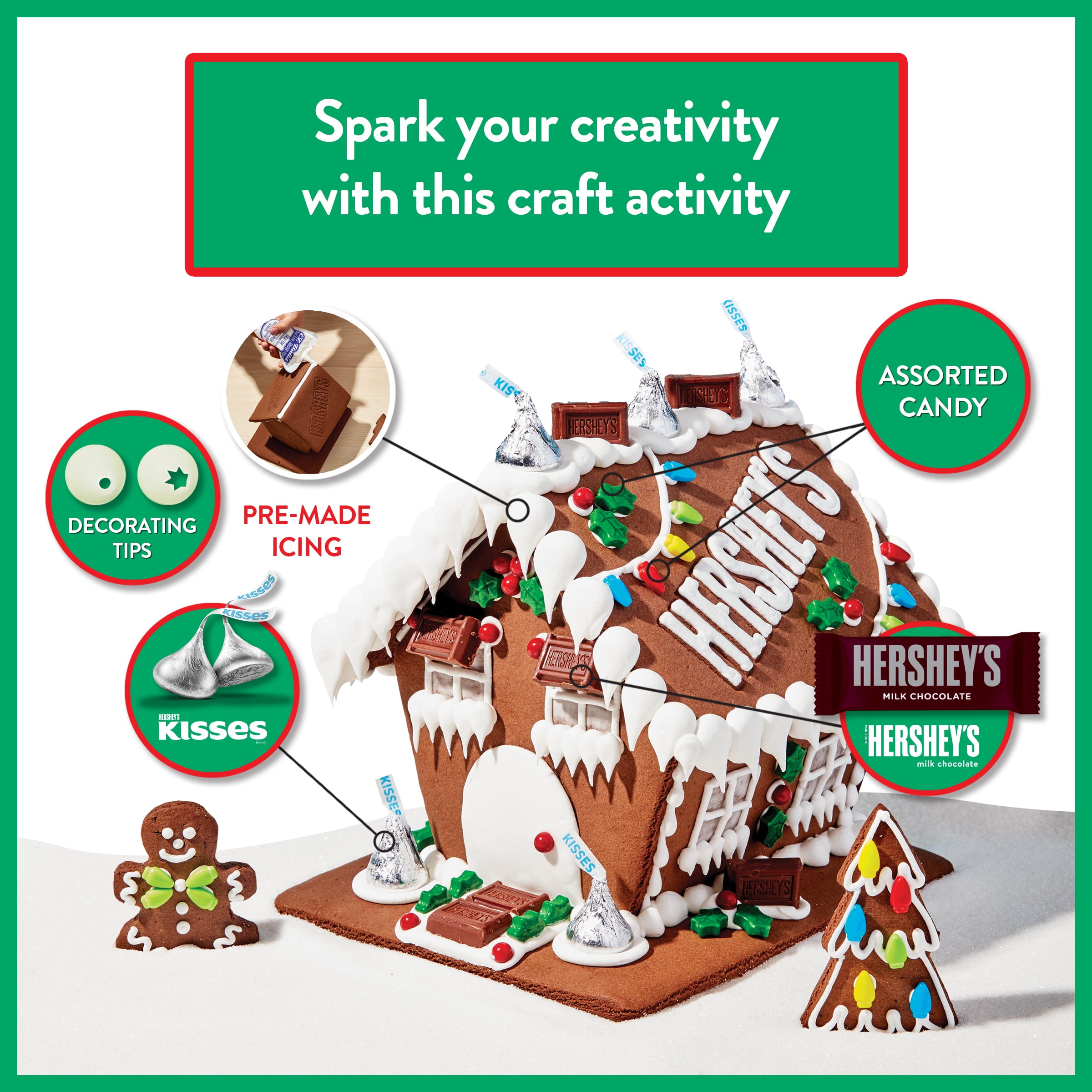 (2 pack) Create A Treat Hershey’s Large Cookie House Kit, 34.4 oz  (Baked, Decorating Kit)