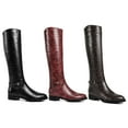 thumbnail image 4 of Ferwind Women's Riding Boots Textured Upper Low Heels Adult Burgundy  8, 4 of 6