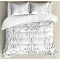 thumbnail image 1 of Alchemy Duvet Cover Set Queen Size, Thin Line Art Design Graphic of Geometry and Natural Mystic, Decorative 3 Piece Bedding Set with 2 Pillow Shams, Charcoal Grey White, by Ambesonne, 1 of 3