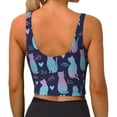 thumbnail image 3 of Haiem Silhouette Cats Pattern Womens Sports Bra - U Neck Padded Low Impact Yoga Bra Workout Crop Top Gym Moisture-Wicking Workout Vest -Small, 3 of 9