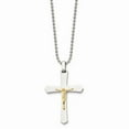 thumbnail image 3 of Chisel Stainless Steel 14k Gold Accent Crucifix Pendant Necklace, 3 of 4