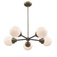 thumbnail image 2 of Portsmith 5-Light Raw Brass Chandelier With White Globe Shades, 2 of 5