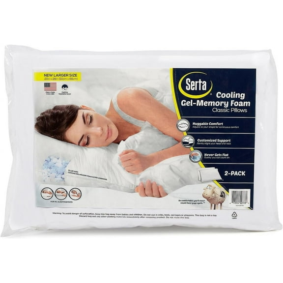 Gel Memory Foam Pillows  Standard  Cooling Technology Plus Bonus Pillow Protectors
