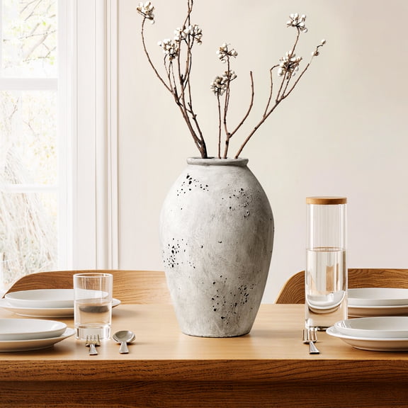 LE TAUCI 11.5" Ceramic Vase, Large Ceramic Rustic Vase, Farmhouse Decorative Flower Vase for Home Decor, Living Room, Shelf, Entryway & Table Centerpieces Ceramic Vase(Speckled Gray)