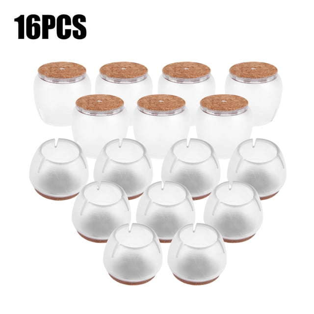 16 piezas de tapas de pie antideslizantes para patas de muebles de mesa y sillas de PVC transparente, protector de suelo S
